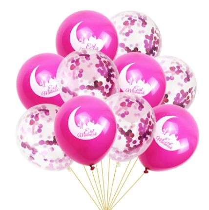 Eid / Ramadan Balloon 10pcs Black/Gold/Pink