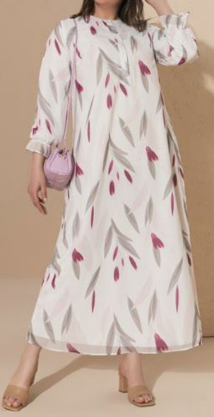 Dress Gown Plus Size Lined Chiffon Floral White Pink Burgandy