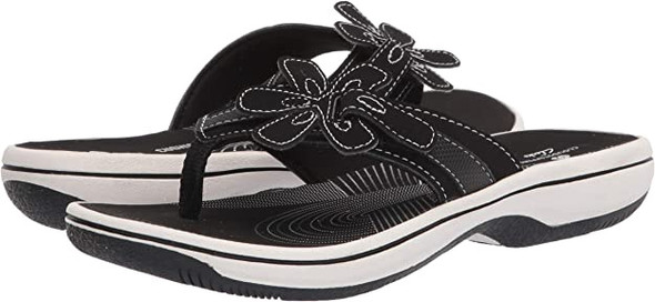 Footwear Women Clarks Brinkley Flora Flip-Flop Black / Navy