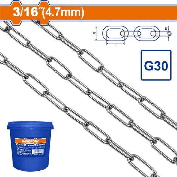 CHAIN 3/16" 4.7MM SILVER COLOR WADFOW WTLT1B05 SOLD BY FT