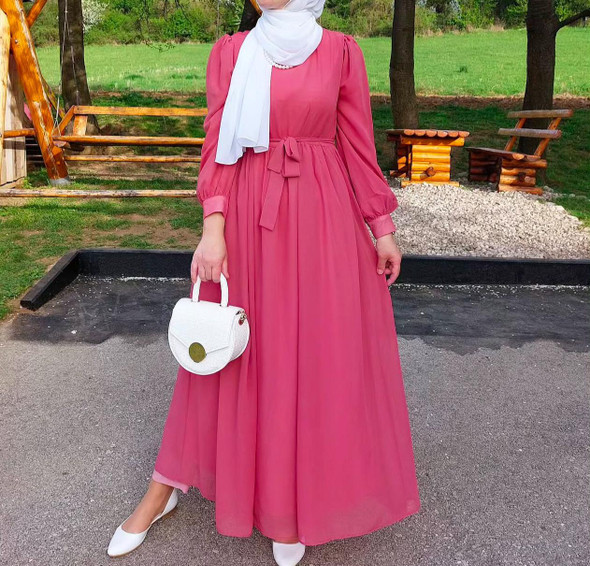 Dress Lined Pink Plain Dress Lined Pink Plain