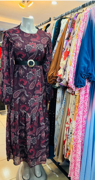 Dress Lined Floral Purple / Green Dress Lined Floral Purple / Green