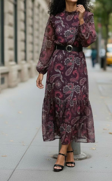 Dress Lined Floral Purple / Green