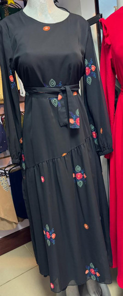 Dress Lined Floral Pink  /Black / Green Dress Lined Floral Pink  /Black / Green