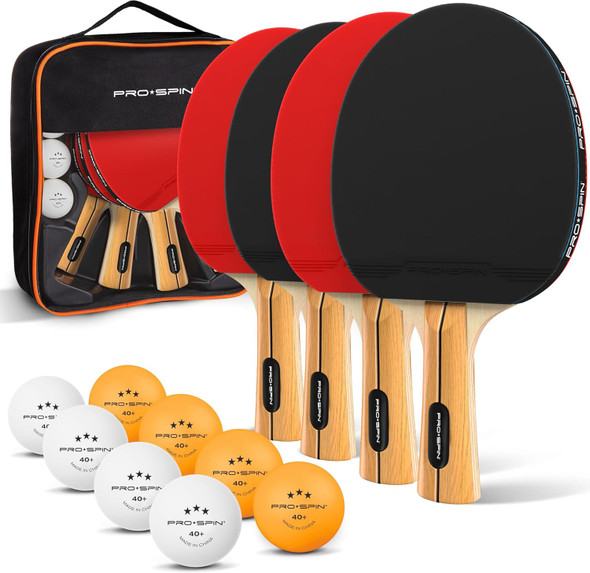 TABLE TENNIS RACKETS PRO SPIN 4-PLAYER SET