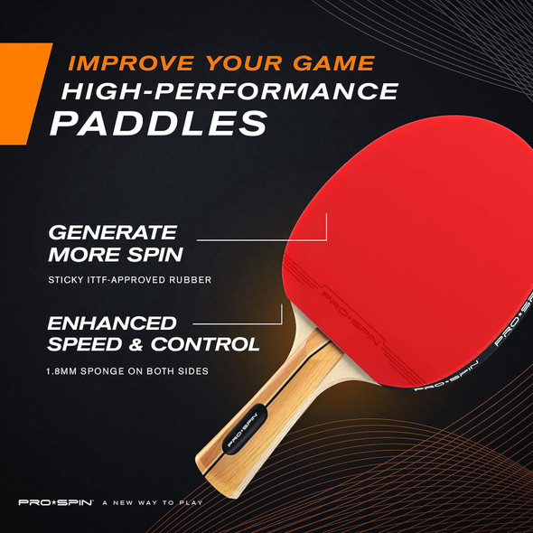 TABLE TENNIS RACKETS PRO SPIN 4-PLAYER SET