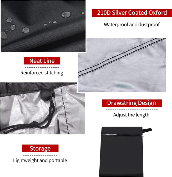 POOL BILLIARD TABLE COVER 8FT BLACK WITH STORAGE BAG