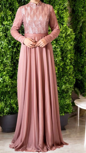 Dress Evening Occasion Grey  / Pink