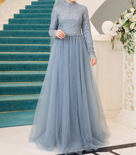 Dress Evening Occasion Tulle Blush / Blue Dress Evening Occasion Tulle Blush / Blue