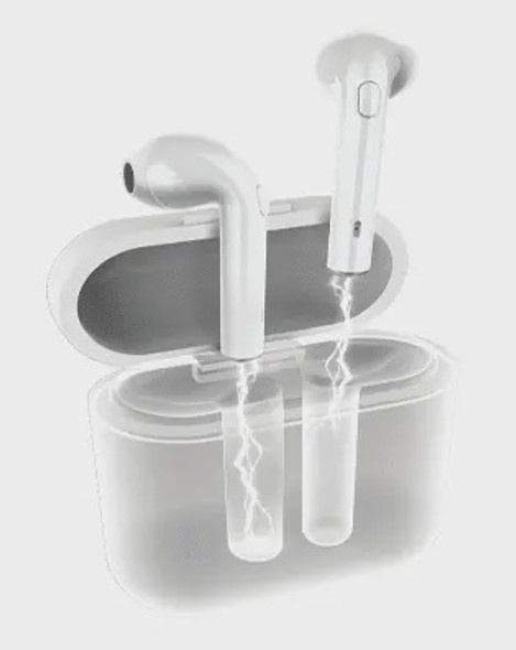 EARPIECE BLUETOOTH SHARPER IMAGE STBT303WH TRUE WIRLESS EARBUDS WITH CHARGING CASE