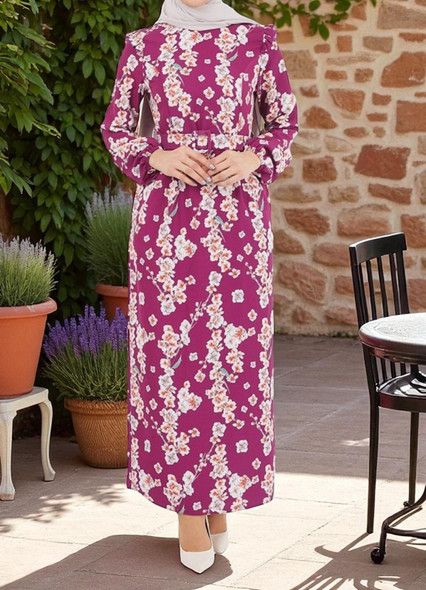 Dress Floral w/Belt Blue / Pink Dress Floral w/Belt Blue / Pink