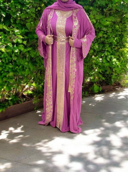 Gown Abaya Sequin Embellished Pink / Burgandy / Blue / White