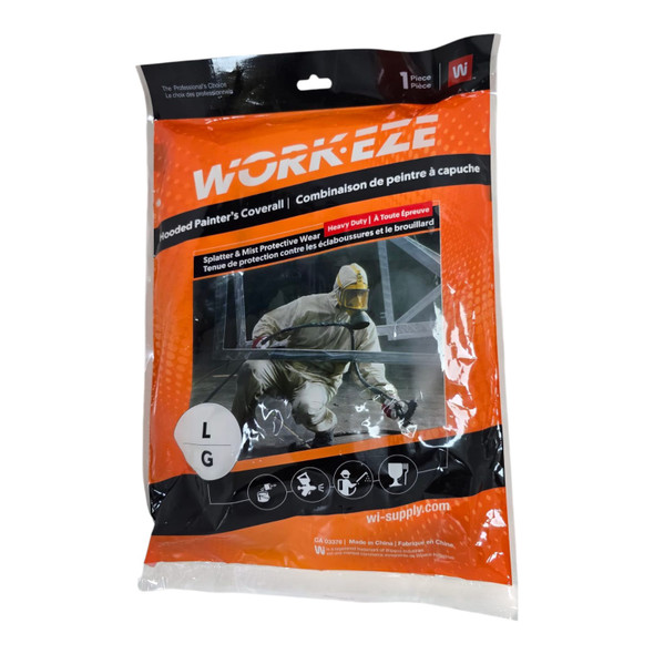 HOODED PAINTER'S COVERALL WORKEZE LARGE CMP50127W-L