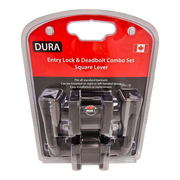 LOCK DURA COMBO SQUARE LEVER & DEADBOLT MB 6371ET+S102MB