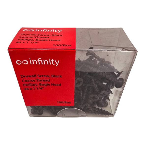 SCREW DRYWALL INFINITY 6 X 1 1/4" BLACK 100PCS BOX INFDS6114-BX100