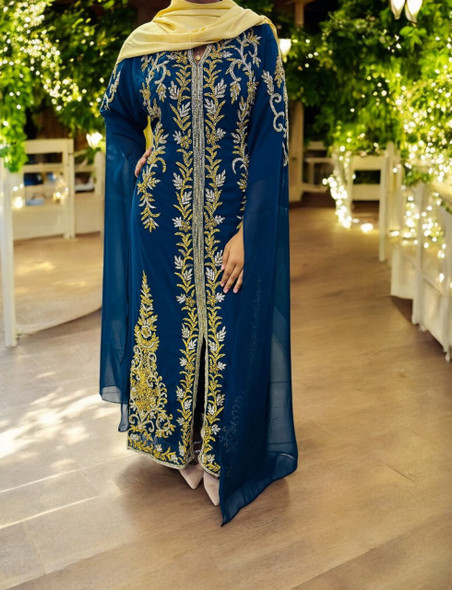Gown Beaded Stonework Teal
