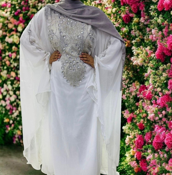 Gown Beaded Kaftan Butterfly Black / White