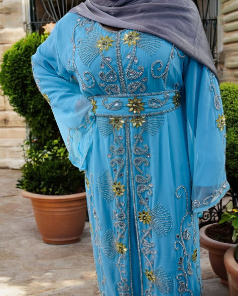 Gown Beaded Plus Size Purple / Emerald / Blue