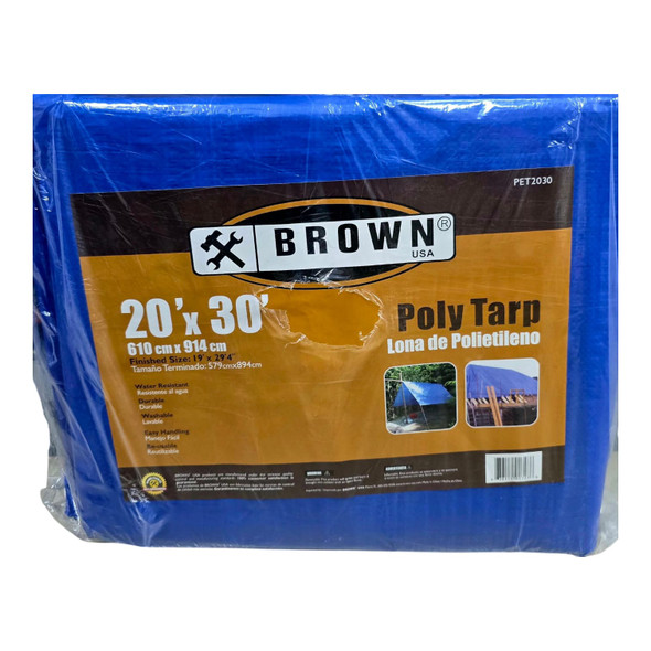 TARPAULIN BLUE 20' X 30' BROWN USA PET2030