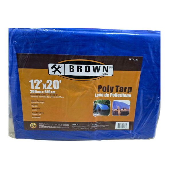 TARPAULIN BLUE 12' X 20' BROWN USA PET1220