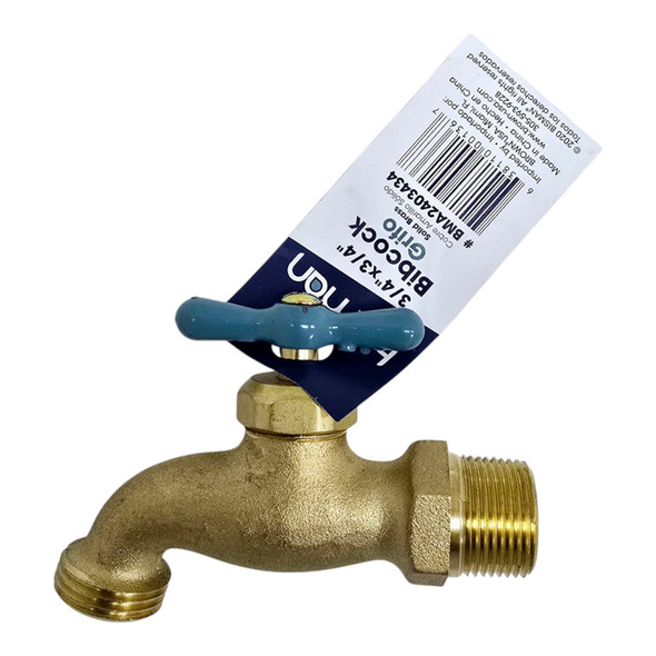 BIB CORK 3/4" X 3/4" BISMAN SOLID BRASS BMA2403434