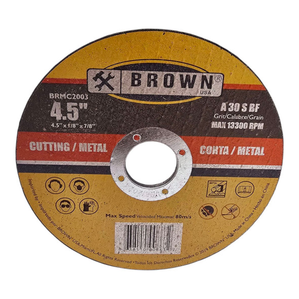 DISC 4 1/2" X 1/8" METAL CUTTING BROWN USA BRMC2003