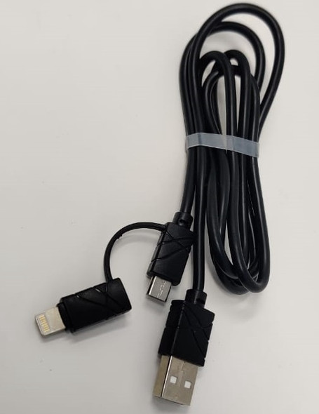 USB CABLE MICRO + LIGHTING IPHONE DATA QUICK CHARGE FAST 2IN1 / Yellow / White / Yellow / White