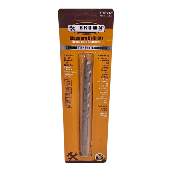 DRILL BIT MASONRY 3/8" X 4" CARBIDE BROWN USA BR1224