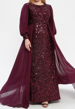 Dress Evening Plus Size Lined Plum