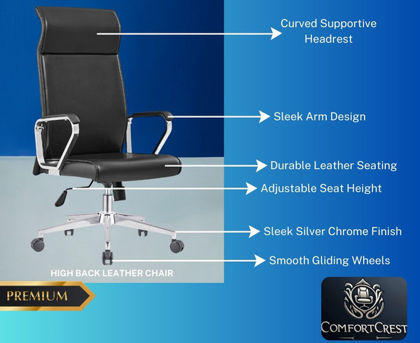 CHAIR OFFICE A5500 COMFORT CREST LEATHER HIGH BACK CHAIR OFFICE A5500 COMFORT CREST LEATHER HIGH BACK