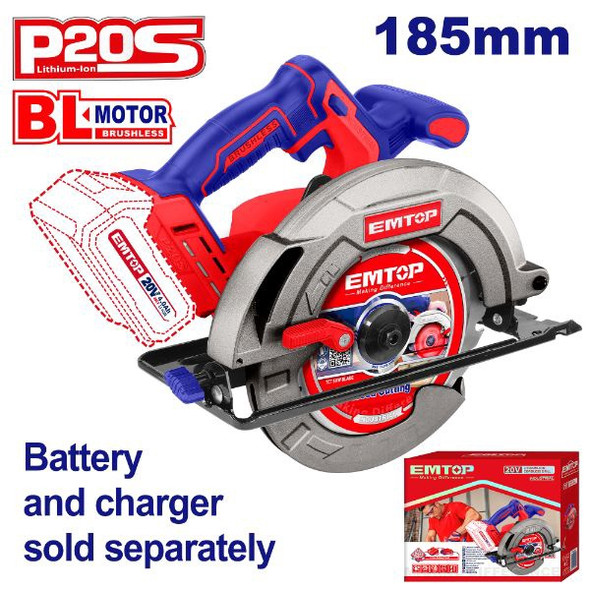 SAW CIRCULAR EMTOP ELCS1851 CORDLESS 20V LITHIUM ION