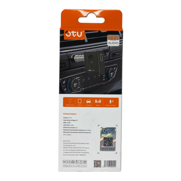 ADAPTER 3.5MM BLUETOOTH RECEIVER OTU CS-01 ADAPTER 3.5MM BLUETOOTH RECEIVER OTU CS-01