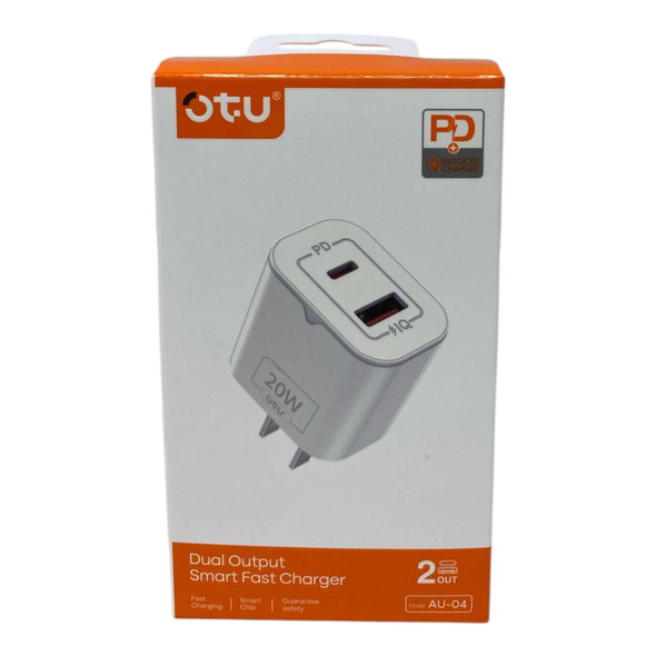 CHARGER ADAPTER USB OTU AU-04 5A DUAL OUTPUT SMART FAST TYPE-C AND USB