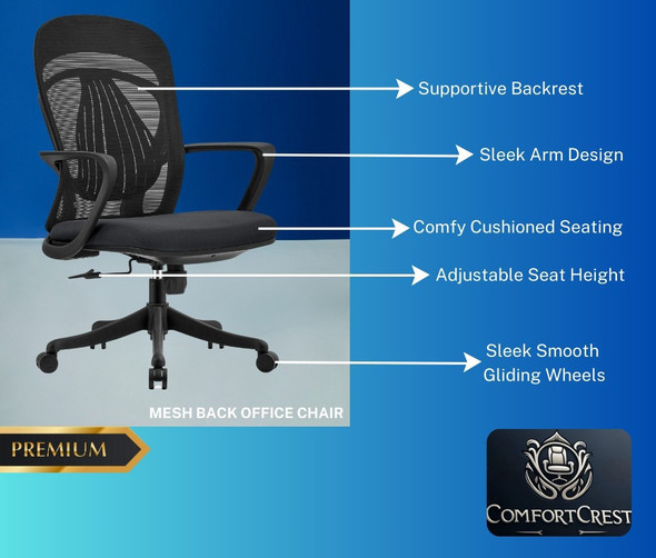 CHAIR OFFICE B809 COMFORT CREST MESH BACK CHAIR OFFICE B809 COMFORT CREST MESH BACK
