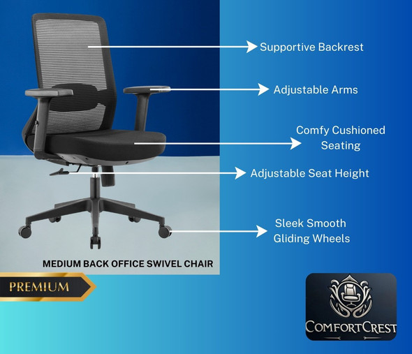 CHAIR OFFICE B803 COMFORT CREST MESH BACK CHAIR OFFICE B803 COMFORT CREST MESH BACK