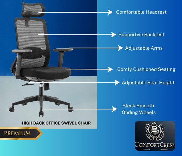 CHAIR OFFICE A803 COMFORT CREST MESH BACK WITH HEAD REST CHAIR OFFICE A803 COMFORT CREST MESH BACK WITH HEAD REST