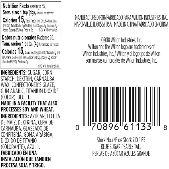 BAKING WILTON SPRINKLES PEARLS BLUE 5oz 141g 710-1133