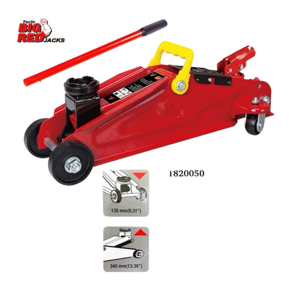 JACK HYDRAULIC 2 TON TORIN BIG RED JACKS T820050 TROLLEY (FLOOR)