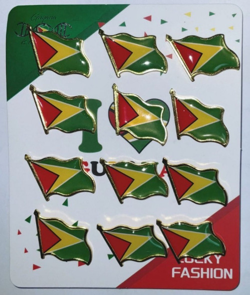 GUYANA FLAG LAPEL PINS 12PCS PACK  LUCKY FASHION GQK-4545-Y48