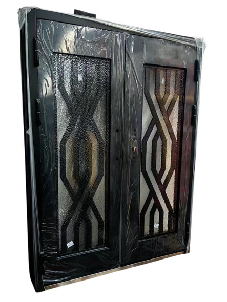 DOOR METAL DOUBLE BLACK DESIGN W/GLASS 2050X1500