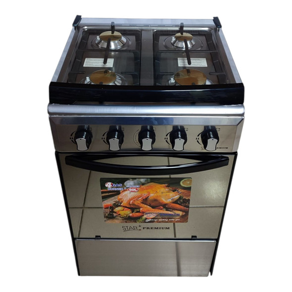 STOVE 4 BURNER STAR 20" SKG-20SS STAINLESS STEEL HEAVY GLASS TOP