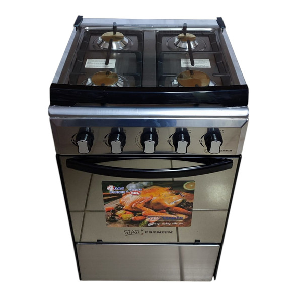 STOVE 4 BURNER STAR 20" SKG-20SS STAINLESS STEEL HEAVY GLASS TOP