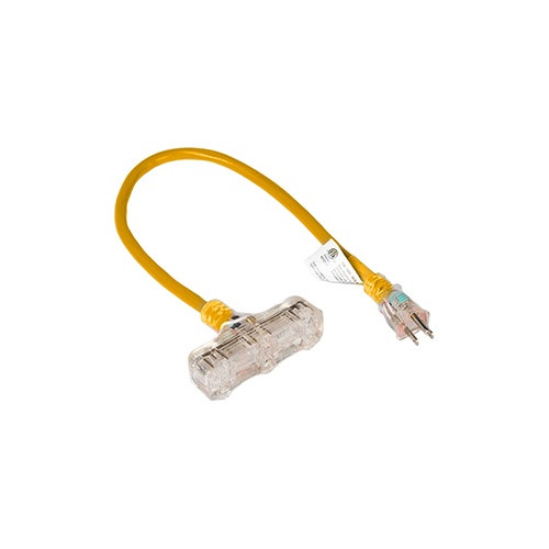 EXTENSION CORD OUTDOOR 2FT UNITED CABLE TRIPLE TAP YELLOW HEAVY DUTY UCU201P4RY-2FT