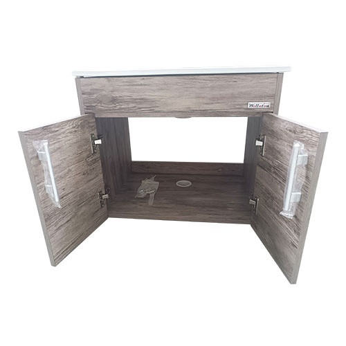 BATHROOM WALL HUNG CABINET WOLLATON WOODGRAIN WITH MIRROR 2 DOORS PVC 23"X18"X19" GNC-DC14WO24H
