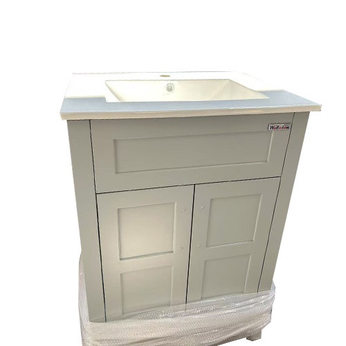 BATHROOM CABINET WOLLATON GREY WITH MIRROR 2 DOORS PVC 23.6"X18.7"X37" GNC-DCGAV241