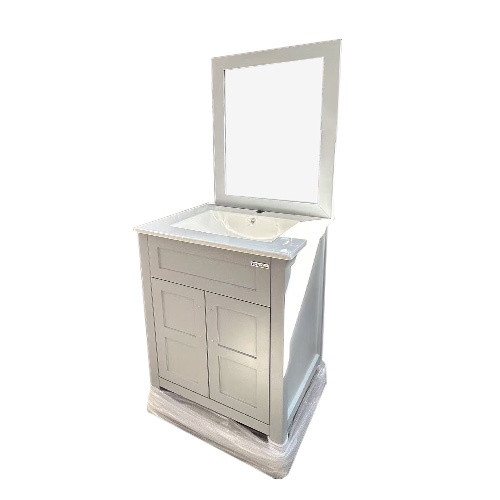 BATHROOM CABINET WOLLATON GREY WITH MIRROR 2 DOORS PVC 23.6"X18.7"X37" GNC-DCGAV241