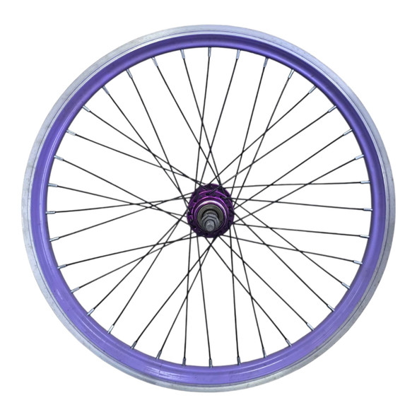 BICYCLE WHEEL 20" FRONT V RIM ALLOY WITH SPOKES COMPLETE COLORED
