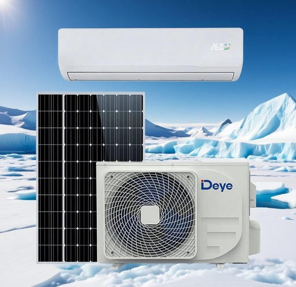 AIR CONDITIONER SOLAR HYBRID AC/DC DEYE 12000BTU DY12K 220V INVERTER GRID TIE WITH 2 SOLAR PANEL RT9H700M-DG