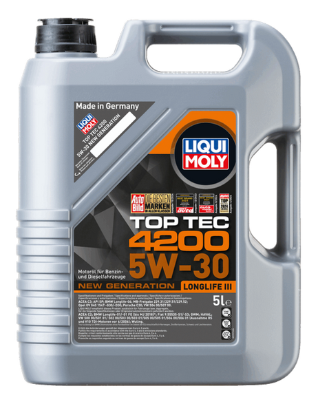 OIL LIQUI MOLY TOP TEC 4200 5W-30 4L NEW GENERATION LONGLIFE III 3715