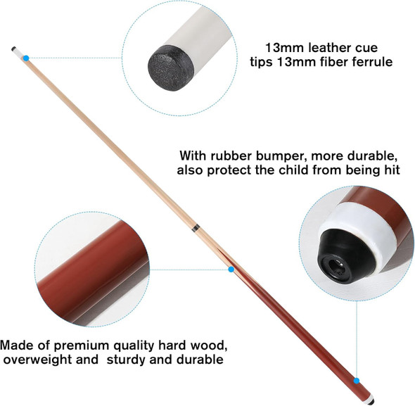 POOL CUE 48" 2PCS SCREW TYPE 20oz 13mm TIP COFFEE